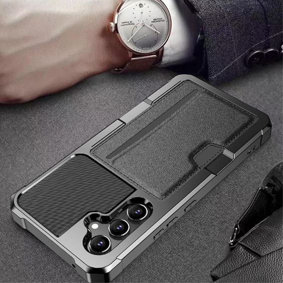 Puzdro pre Samsung Galaxy A55 5G, Card Holder Kickstand, čierne