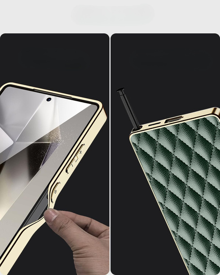 Puzdro pre Samsung Galaxy S25 Ultra, Leather Rhombus, zelený