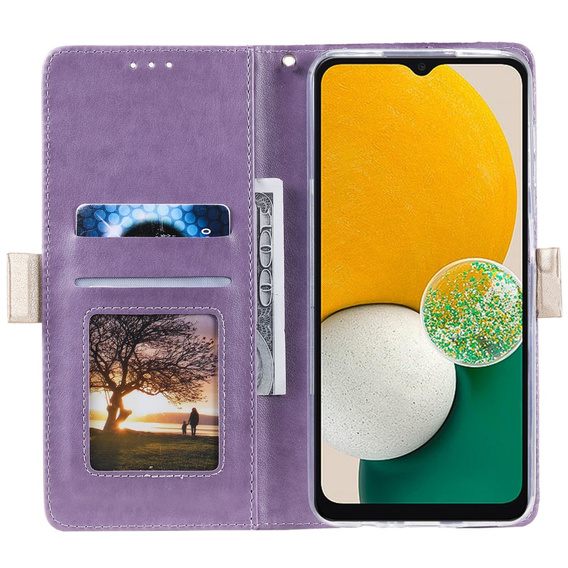Klapkové puzdro pre Samsung Galaxy A34 5G, Wallet Pocket Zipper Lace, fialové