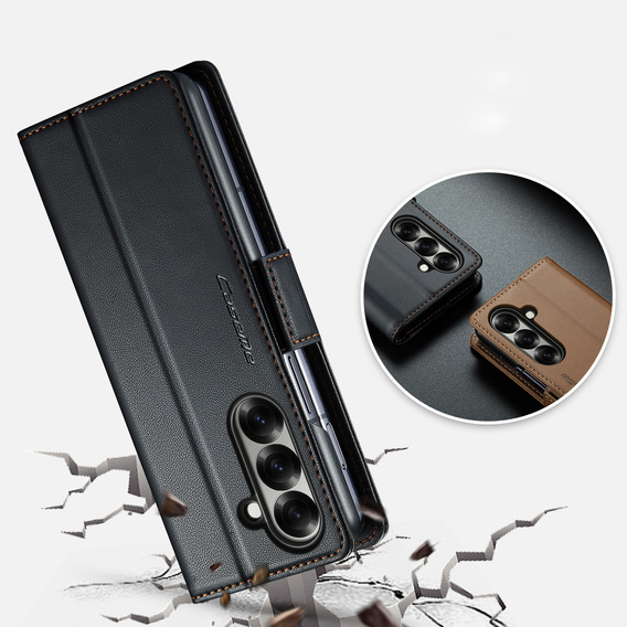CASEME Litchi Wallet flipové puzdro pre Samsung Galaxy Z Fold7 5G