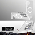 Puzdro pre Samsung Galaxy S25 Ultra, Kickstand Matt Case, pre MagSafe, strieborné