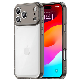 Silikónové puzdro pre iPhone 17 Pro Max, s tvrdou zadnou stranou, tónované do čierna