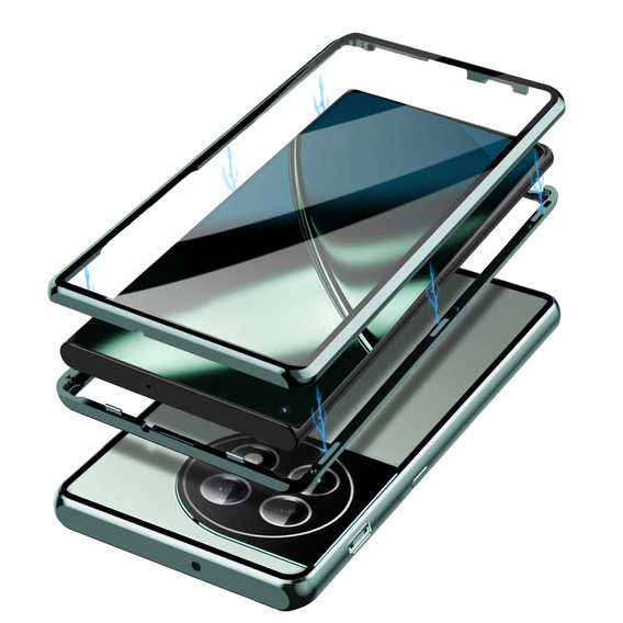 Puzdro pre OnePlus 11 5G, Magnetic Dual Glass, zelený