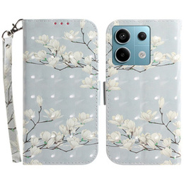 Klapkové puzdro pre Xiaomi Redmi Note 13 Pro 5G, Wallet, Magnolia Flowers sivé
