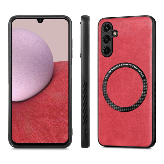 Obal na mobil pre Samsung Galaxy A14 5G, Leather Hybrid MagSafe, červené