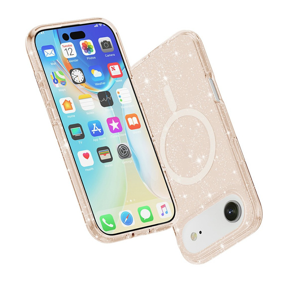 Puzdro pre iPhone Air, pre MagSafe, trblietavé, priesvitné zlaté