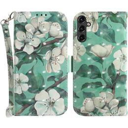 Klapkové puzdro pre Samsung Galaxy A14 4G/5G, Wallet, Flowers, biele