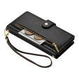 Klapkové puzdro pre iPhone 16 Pro Max, Wallet Zipper Pocket, čierne