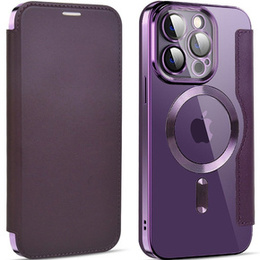 Klapkové puzdro pre iPhone 13 Pro, RFID Wallet MagSafe CamShield, fialové