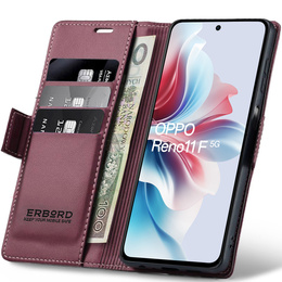 Puzdro pre Oppo Reno 11F, ERBORD Glossy Litchi, flipová peňaženka, červené