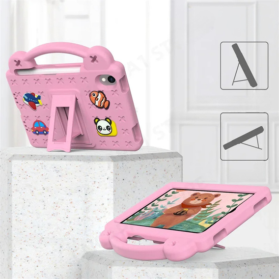 Detské puzdro pre iPad mini 8.3" 2021 (6 gen.) / iPad mini 8.3" 2024 (7 gen.), Cute Patterns, so stojanom, ružové