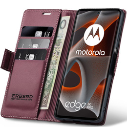 Puzdro pre Motorola Edge 50 Pro, ERBORD Glossy Litchi, flipová peňaženka, červené