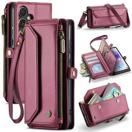 Puzdro CASEME pre Samsung Galaxy A55 5G, RFID Leather Wallet, s popruhom cez rameno, červené