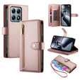 Klapkové puzdro pre Xiaomi 14T Pro, Wallet Zipper Pocket, ružové