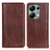 Obal na mobil pre Xiaomi Redmi Note 13 Pro 4G, Wallet Litchi Leather, hnedé