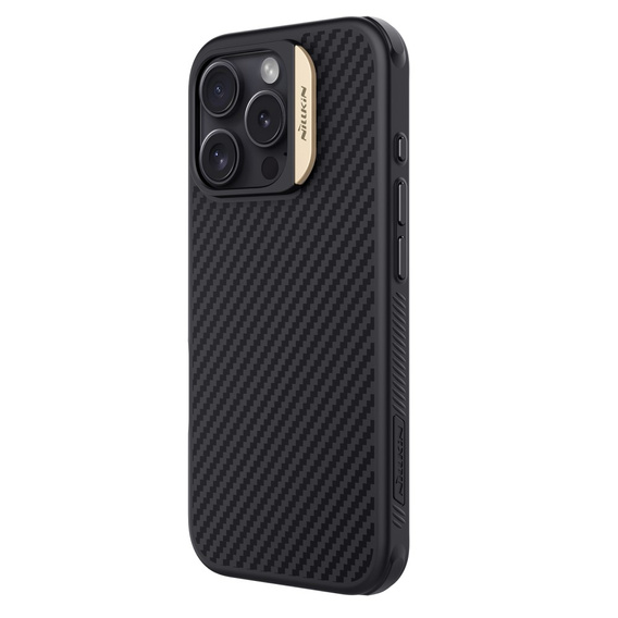 Puzdro pre iPhone 16 Pro, pancierované Nillkin, Carbon Fiber, pre Magsafe, zlaté