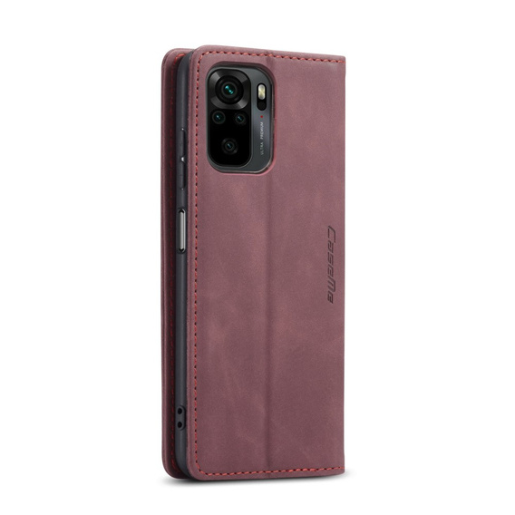 CASEME puzdro pre Xiaomi Redmi Note 10 / 10S, Leather Wallet Case, bordové
