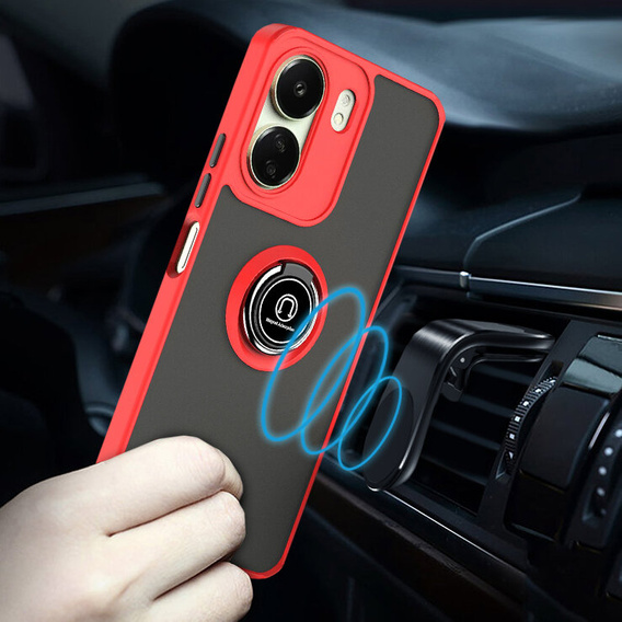 Puzdro pre Xiaomi Redmi 13C / Poco C65, Frosted Ring, červené