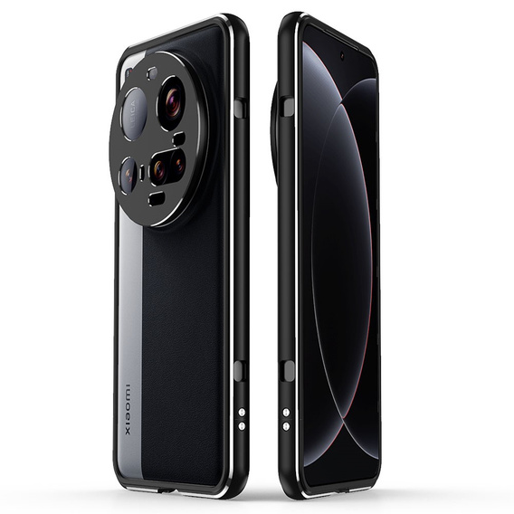 Puzdro pre Xiaomi 15 Ultra, Armor Bumper, s krytom objektívu, čierna / strieborná
