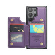 CASEME flipové puzdro pre Samsung Galaxy S25 Ultra, Litchi Wallet, fialové