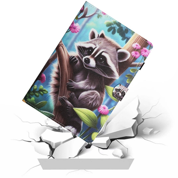 Puzdro pre iPad 10.9" 2022 (10 gen.), s chlopňou, raccoon