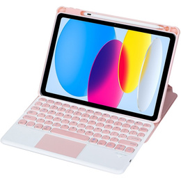 Puzdro s klávesnicou pre iPad 11" 2025 A16 (11 gen.) / iPad 10.9" 2022 (10 gen.), Rotary 360° Leather, ružové rose gold