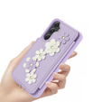 Puzdro pre Samsung Galaxy S23 FE, Leather Flower Card Slot, fialové