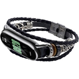 Kožený remienok pre Xiaomi Smart Band 10 / 9 / 8, čierny