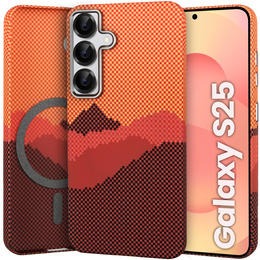 Puzdro pre Samsung Galaxy S25, Carbon Fiber MagSafe, oranžové