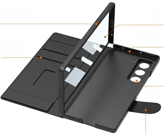 Peňaženkové puzdro s chlopňou uhlíkovo čierne pre Samsung Galaxy Z Fold 7 5G