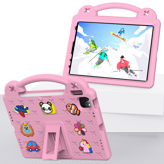 Detské puzdro pre iPad Air 10.9" 2022/2020 (5/4 gen.) / Pro 11" 2022/2021/2020 (4/3/2 gen.), Cute Patterns, so stojanom, ružové