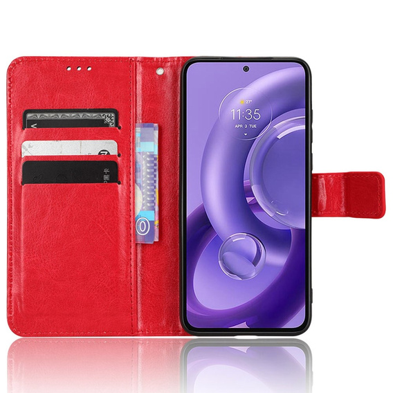 Klapkové puzdro pre Motorola Edge 30 Neo 5G, Crazy Horse Wallet, červené