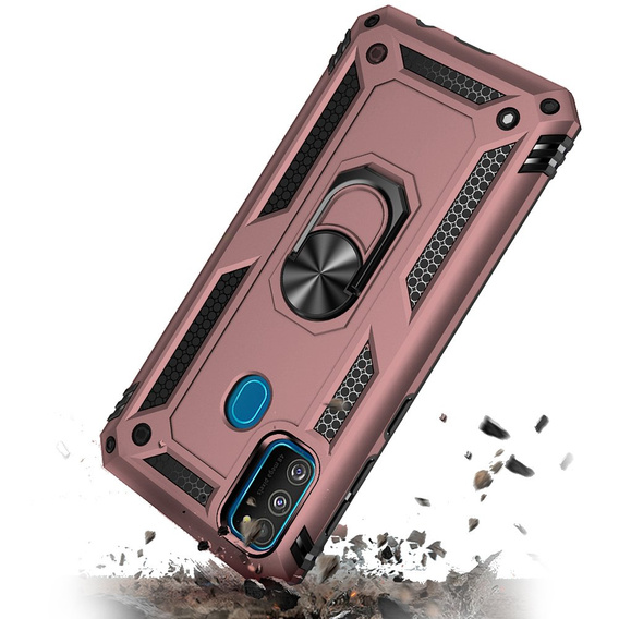 Pancierované obal na mobil pre Samsung Galaxy M21, Nox Case Ring, ružové rose gold