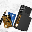 Obal na mobil pre Samsung Galaxy S23, Sliding Card Holder, čierne