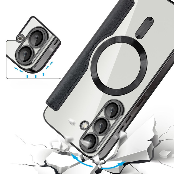 Klapkové puzdro pre Samsung Galaxy A26, RFID Wallet MagSafe CamShield, čierne