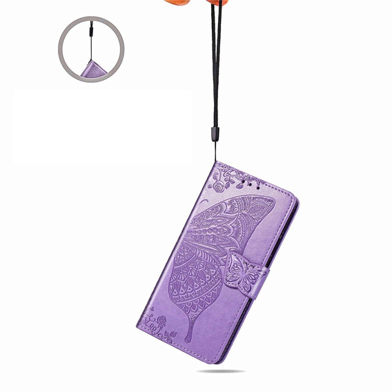 Klapkové puzdro pre Motorola Moto G86 Power 5G, Butterfly, fialové