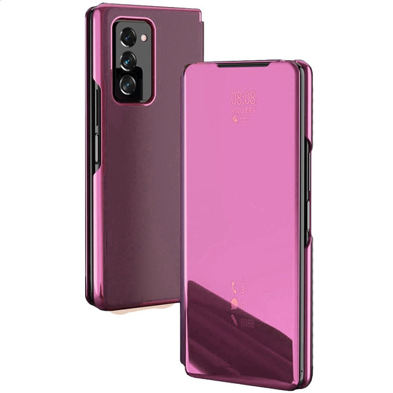 Obal na mobil pre Samsung Galaxy Z Fold 2 5G, Clear View, ružové rose gold