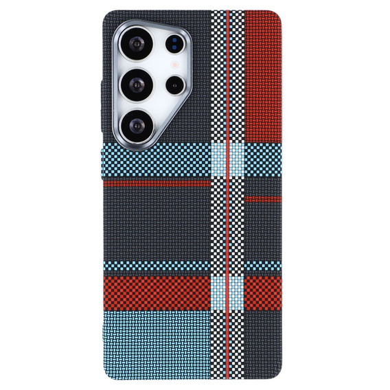 Puzdro pre Samsung Galaxy S25 Ultra, Carbon Fiber MagSafe, modrá / červená