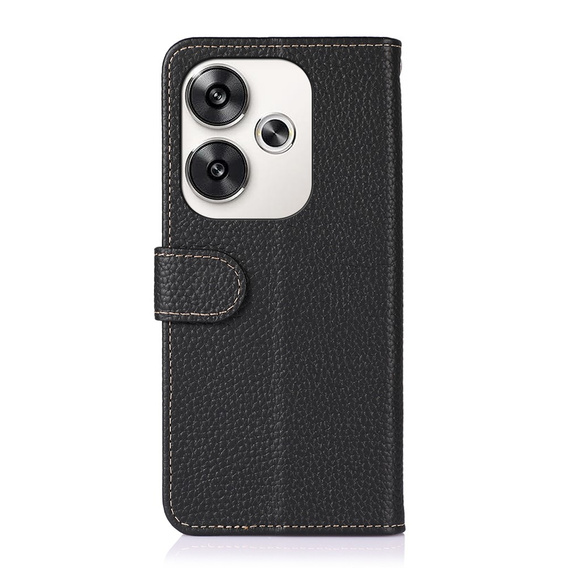 KHAZNEH RFID puzdro pre Xiaomi Poco F6, Litchi Texture, čierne