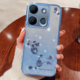 Puzdro pre Infinix Smart 7 4G, Glitter Flower, modré