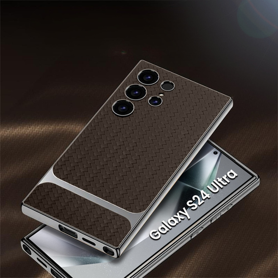 Puzdro pre Samsung Galaxy S24 Ultra, GKK Woven Leather, káva