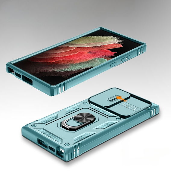Obal na mobil pre Samsung Galaxy S23 Ultra, CamShield Slide, zelené