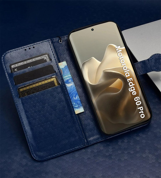 Flipové puzdro pre Motorola Edge 60 Pro, Wallet Rhombus, modré