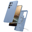 Spigen puzdro pre Samsung Galaxy S25 Ultra, Silicone Fit Mag, modré + tvrdené sklo