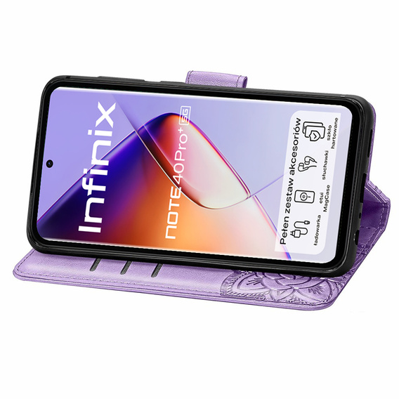 Klapkové puzdro pre Infinix Note 40 Pro Plus, Butterfly, fialové