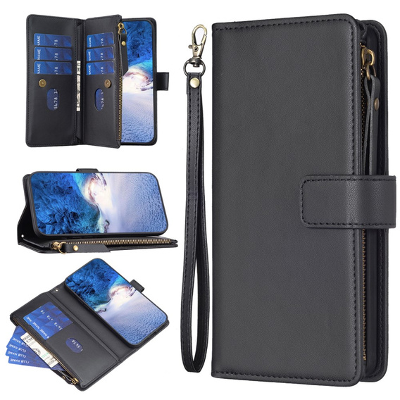 Klapkové puzdro pre Samsung Galaxy A25 5G, Wallet Zipper Pocket, čierne