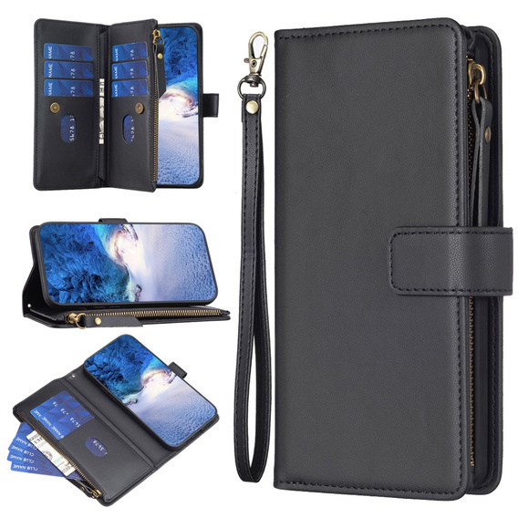 Klapkové puzdro pre Xiaomi Redmi Note 13 Pro 4G, Wallet Zipper Pocket, čierne