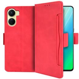 Klapkové puzdro pre Vivo Y16 4G, Card Slot, červené