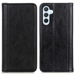 Obal na mobil pre Samsung Galaxy A55 5G, Wallet Litchi Leather, čierne
