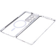 Magnetické puzdro Dual Glass MagSafe pre Samsung Galaxy S21 Ultra, strieborné
